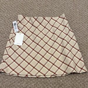 Wilfred Checkered Mini Skirt - Cream and Brown